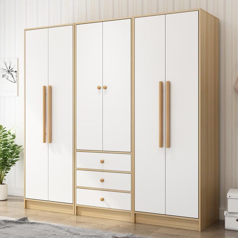 Modern Wooden Wardrobe White Colour Cloth Rod Included Wardrobe Closet for Home