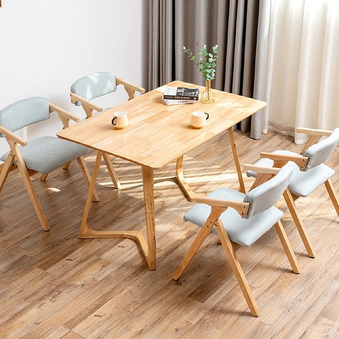 Modern Rubberwood Chairs Set Open Back Folding Side Kitchen Dining Chair