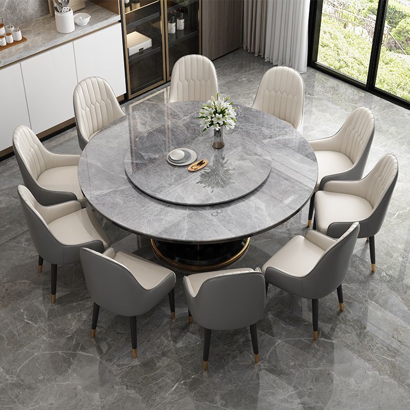 Modern Simple Dining Table Round Dinner Table with Rubberwood Base for Dining Room