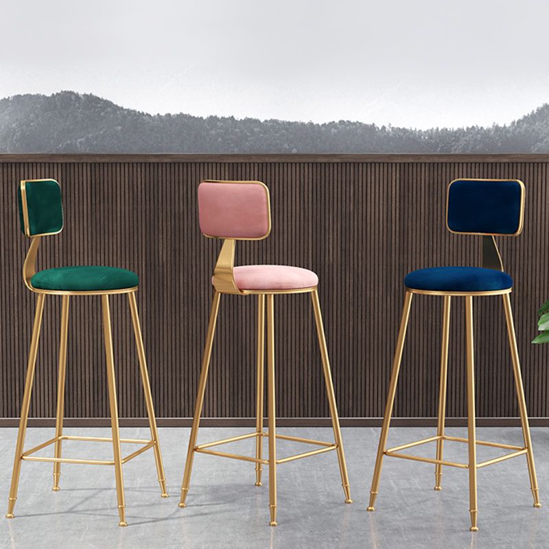 Nordic Glam Bar Stool Round Bar Stool for Home with Metal Legs