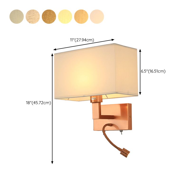 Rectangle Fabric Shade Wall Sconce in Pink Iron Wall Lighting Fixture