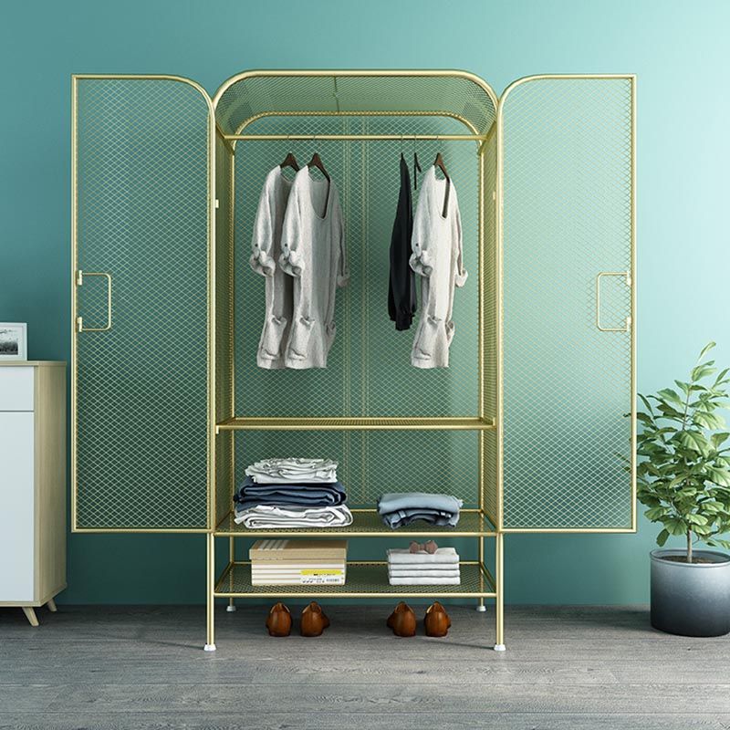 Industrial Style Wardrobe Bedroom Metal Wardrobe Closet with Doors