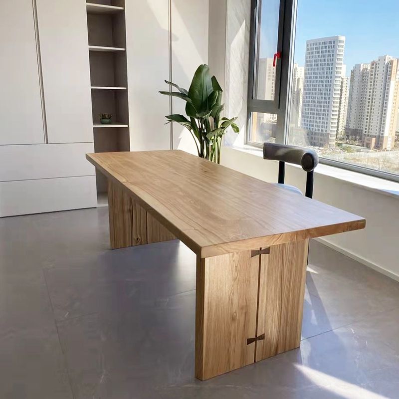 Mesa moderna de madera maciza para mesa rectangular de restaurantes con pedestal doble