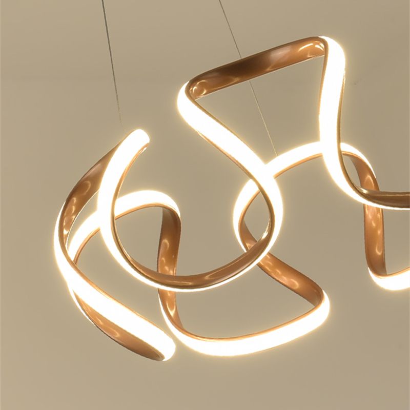 Twisting Shade Chandelier Light Modern Metal 1 Light Chandelier Lighting Fixture in Gold