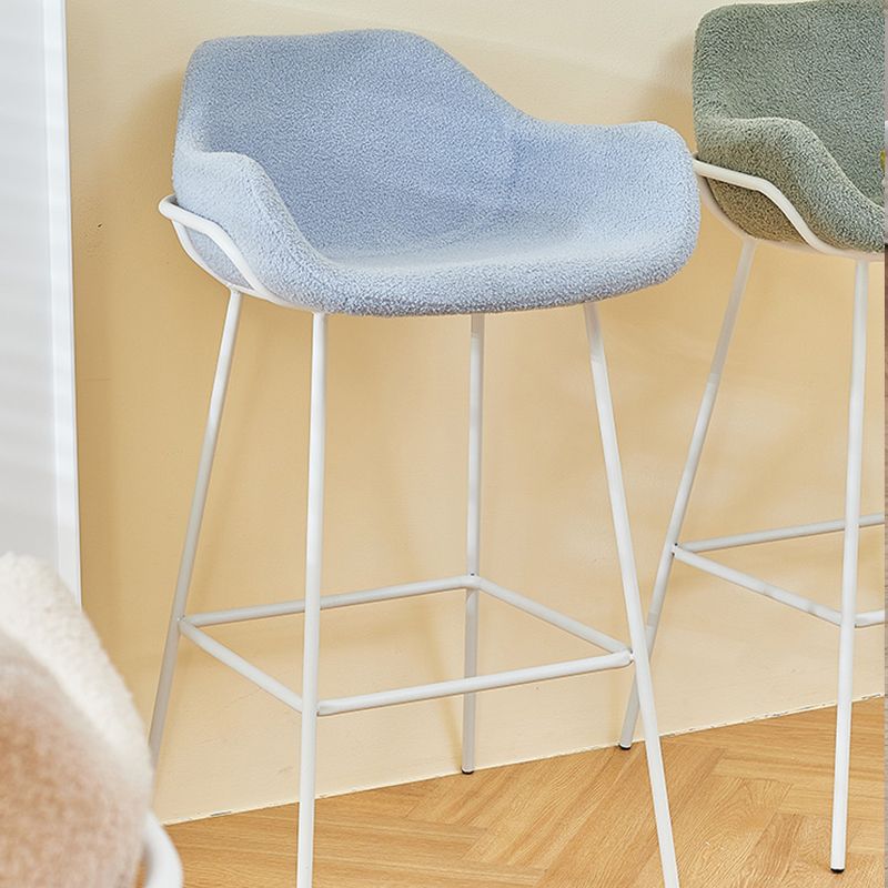 Scandinavian Upholstered Armed Bar Stool Matte Finish Footrest Home Stool