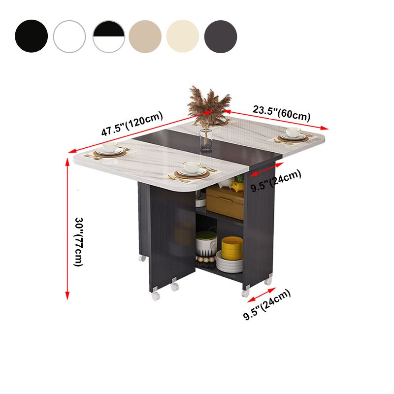 Modern Style Dining Table Rectangle Drop-Leaf Dining Table for Home Use