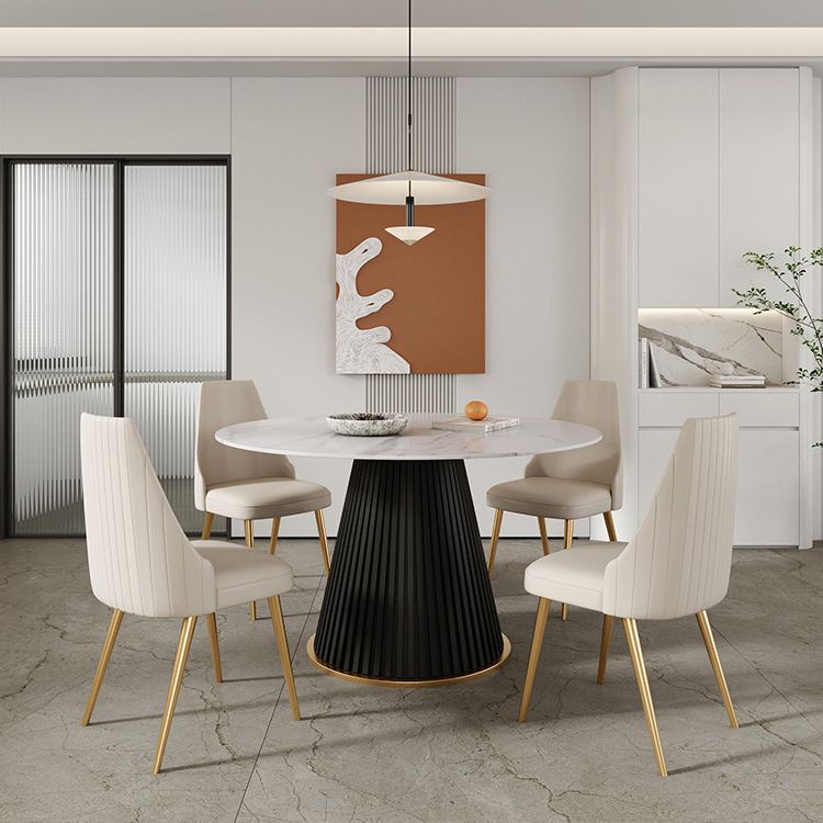 Sintered Stone Dining Table Round Dining Table with Metal Base