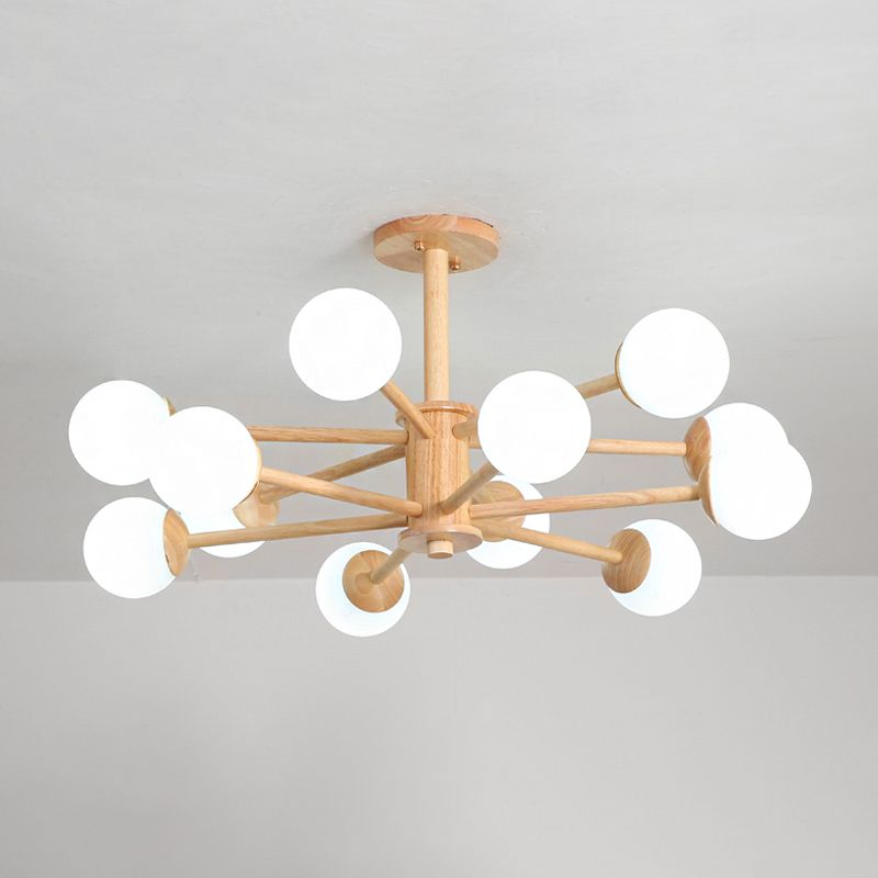 Beige Chandelier Light Fixtures Modern Multi-Head Hanging Pendant Lamps for Living Room