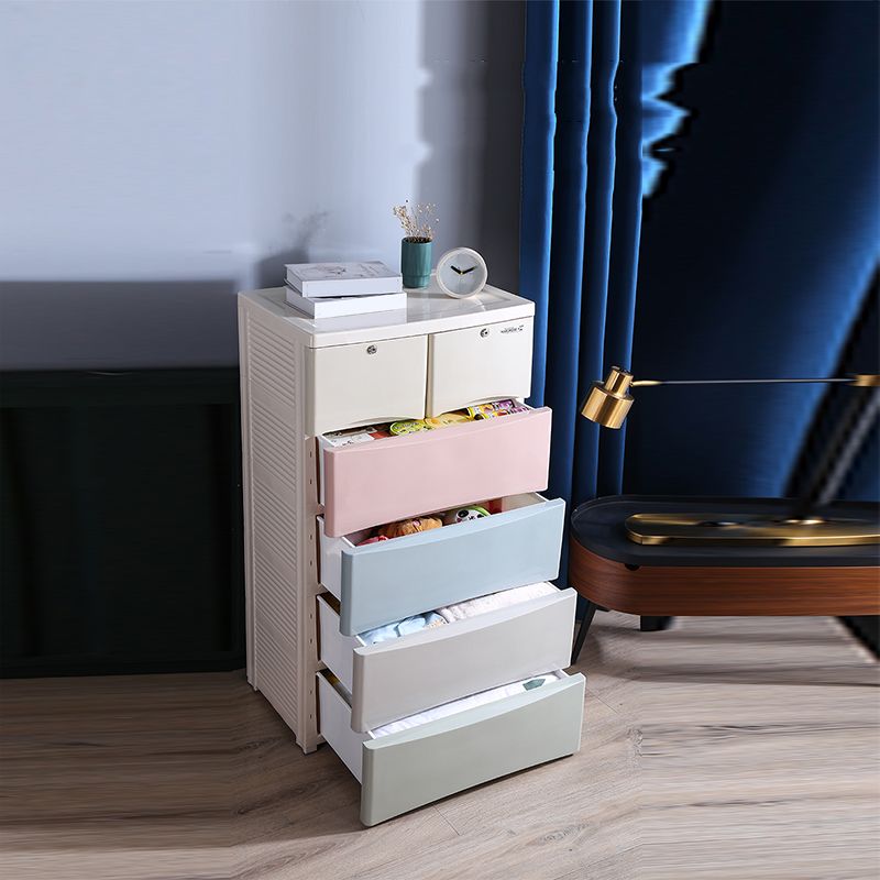 Plastic Polished Finish Storage Cabinet Contemporary Cabinet with Drawers