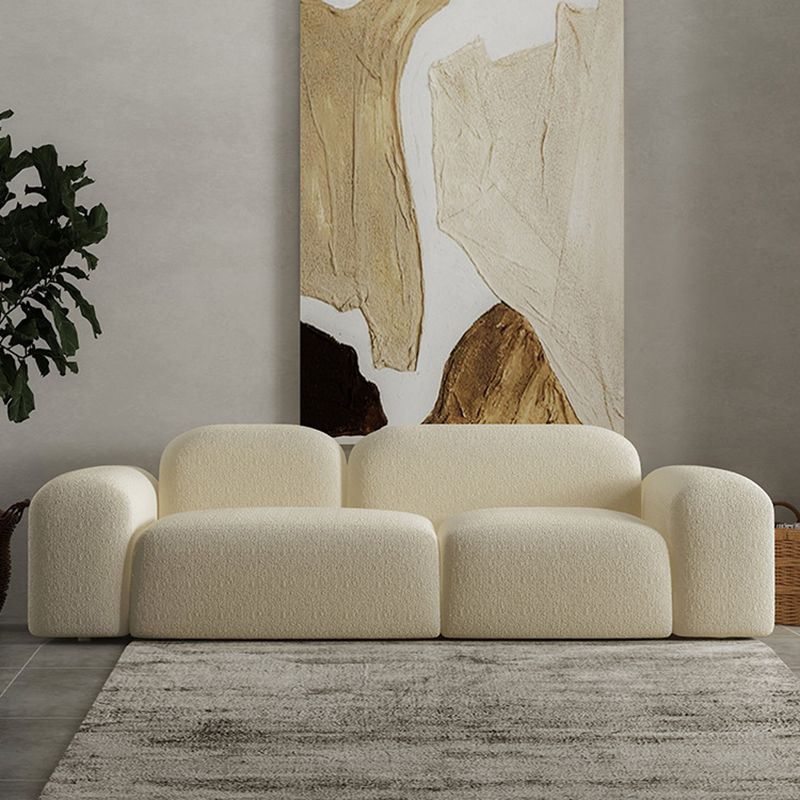 Contemporary Style Stationary Sofa Wool Rolled Arm Sofa in White