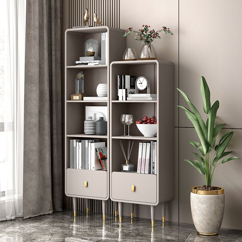 Solid Wood Bookshelf Modern Standard Bookshelf 10.5" W with Drawers