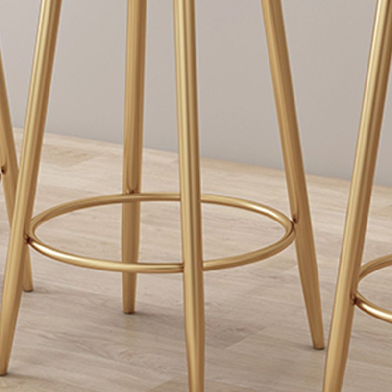 Modern Metal Frame Bar Stool Low Back Armless Round Seat with Footrest