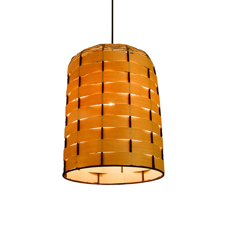 Luz de colgante de cúpula de 10 "/12" de ancho de madera contemporánea 1 lámpara de colgante de restaurante ligero en beige