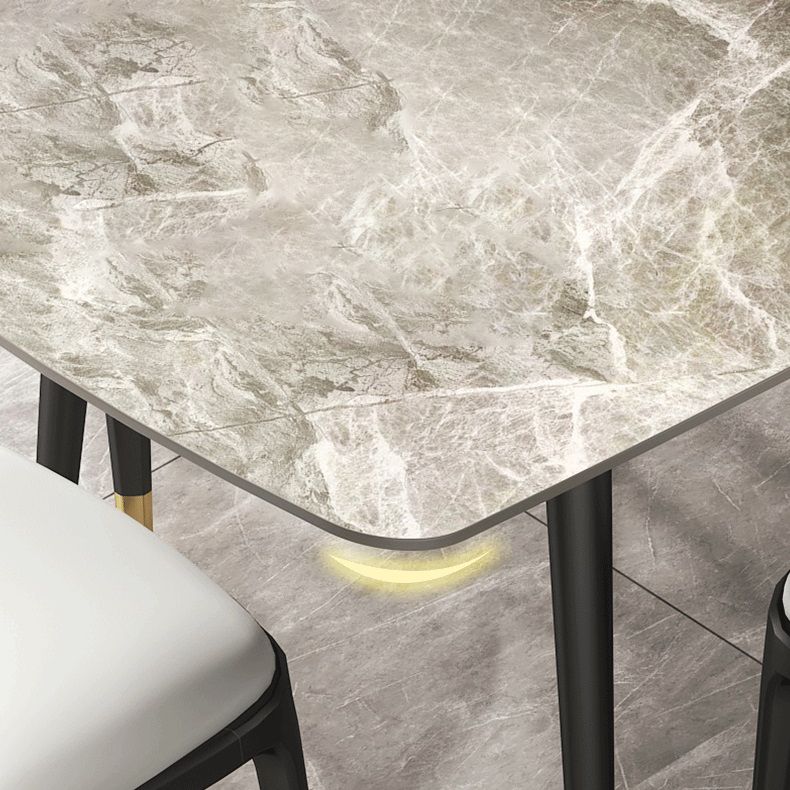 Mesa de comedor de piedra sinterizada contemporánea Mesa de comedor gris rectangular para cocina