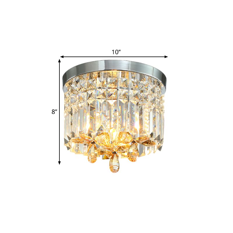 10 "/15.5" large Chrome cylindre affleurant moderne prismes en cristal LED près du plafond luminaire pour porte