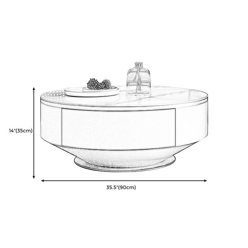 Contemporary  White Coffee Table with Storage Metal Cocktail Table