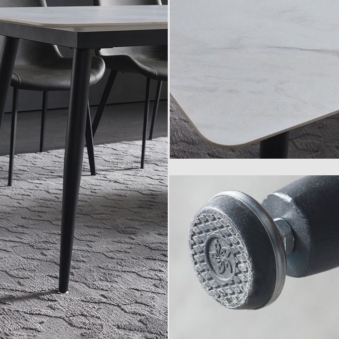 Table à manger en pierre de style glam avec une table de hauteur standard de forme rectangulaire pour usage domestique