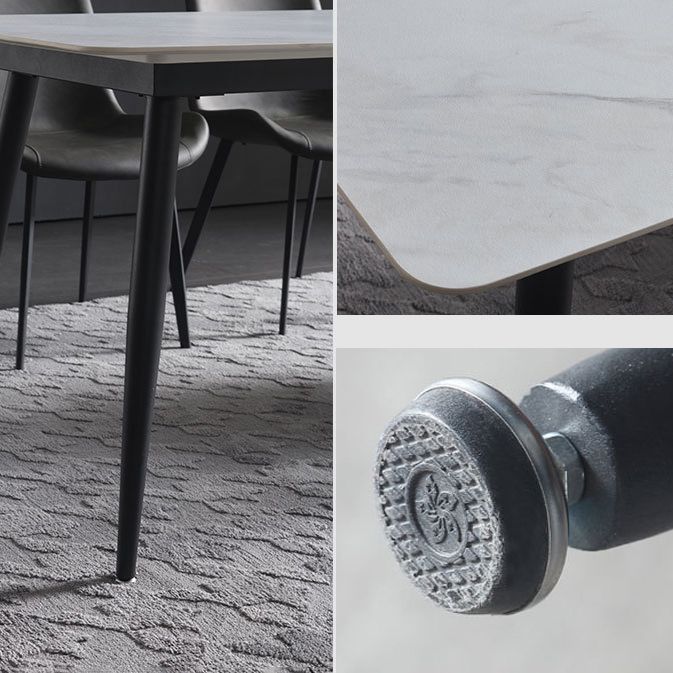 Tavolo da pranzo in pietra sinterizzato in stile glam con tavolo di altezza standard a forma di rettangolo per uso domestico