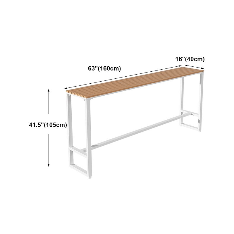 White Modern Pub Height Dining Table Outdoor Wood Footrest Bar Height Cocktail Table