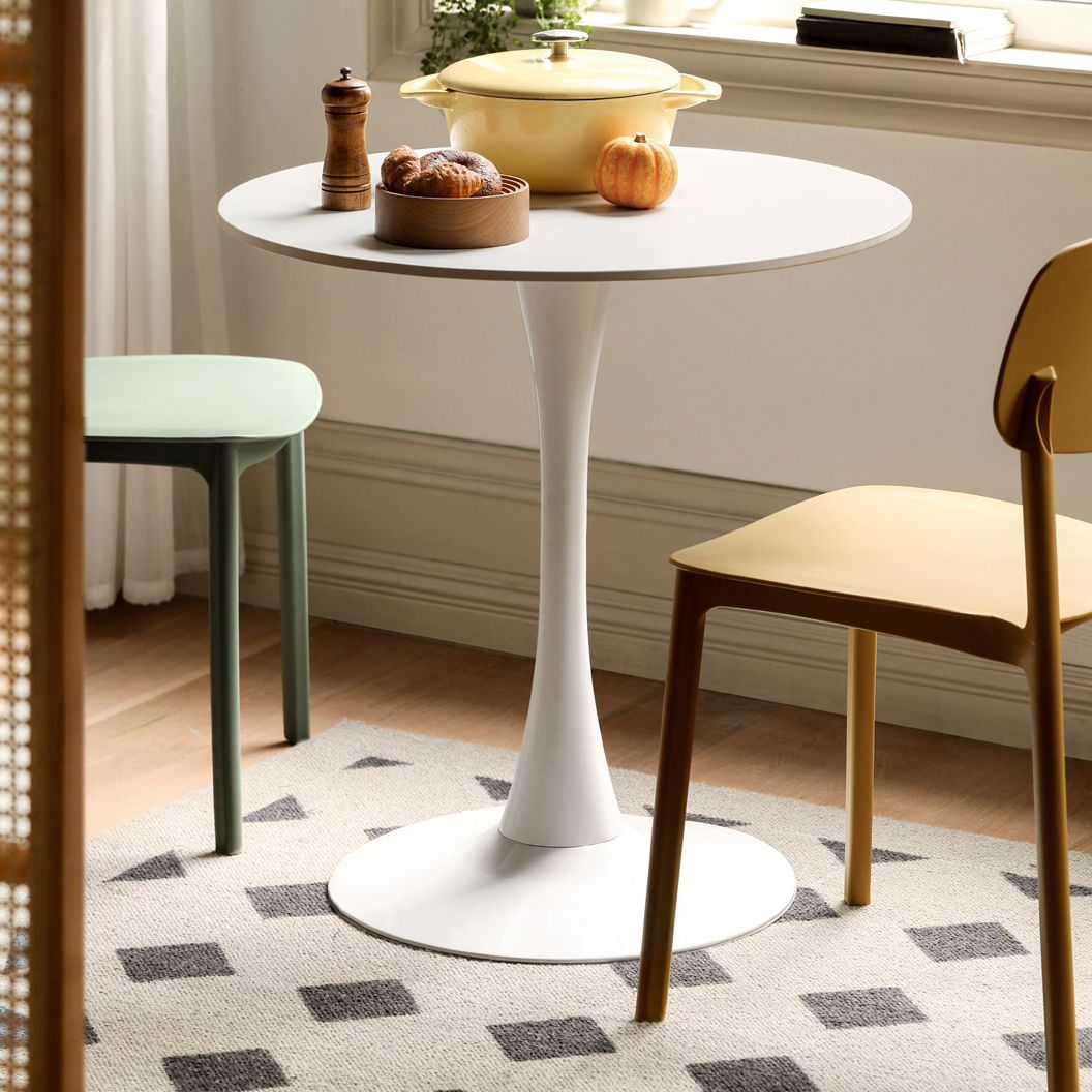White Round Dining Table Stone Top Dining Table with Tulip Base