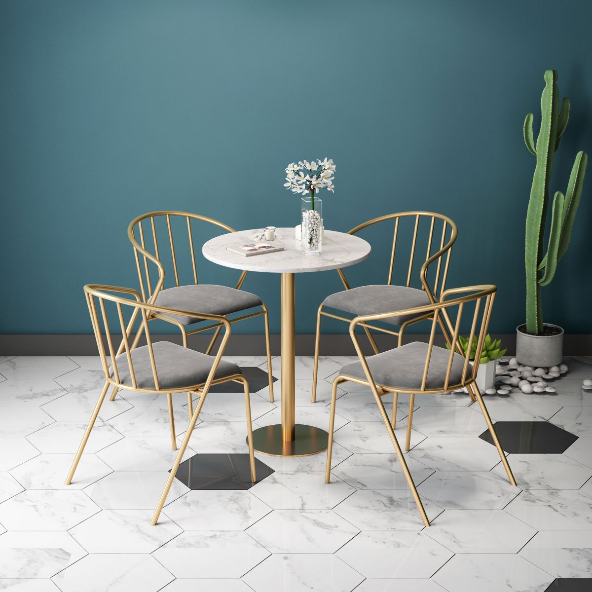 Traditional Luxury Home Furniture Stone Dining Table for Dining Room Home