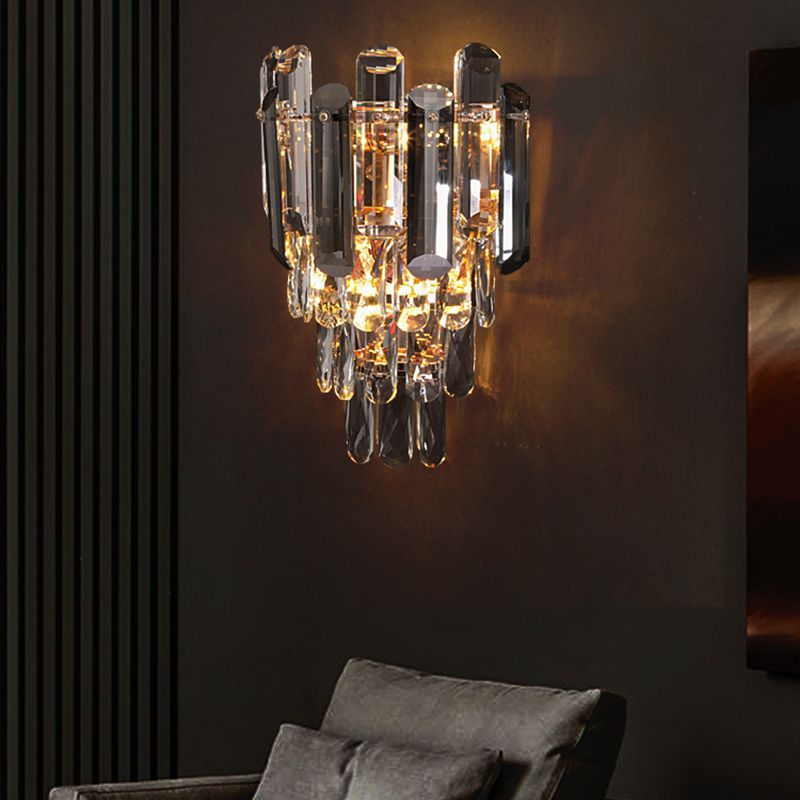 Geometric Shade 3-Lights Wall Sconce Modern Style Crystal Wall Mount Light Fixture