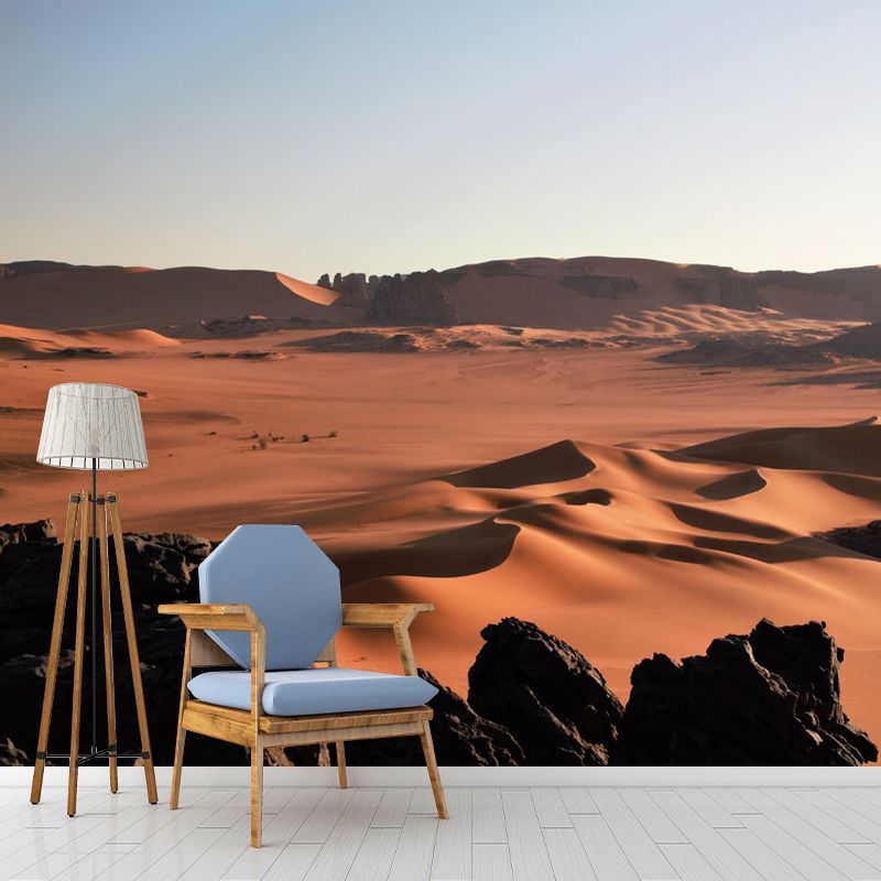 Huge Desert Landscapes Mural Mildew Resistant Wallpaper for Reading Room