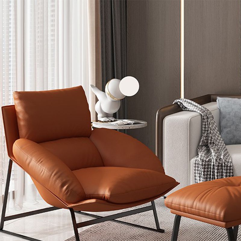 Genuine Leather Accent Chair Arms Included Accent Room Chair with Ottoman, 39.37" Wide