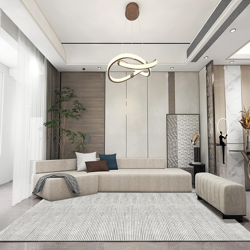 Brown Modern Carpet Striped Polyester Carpet Washable Carpet for Home Decor