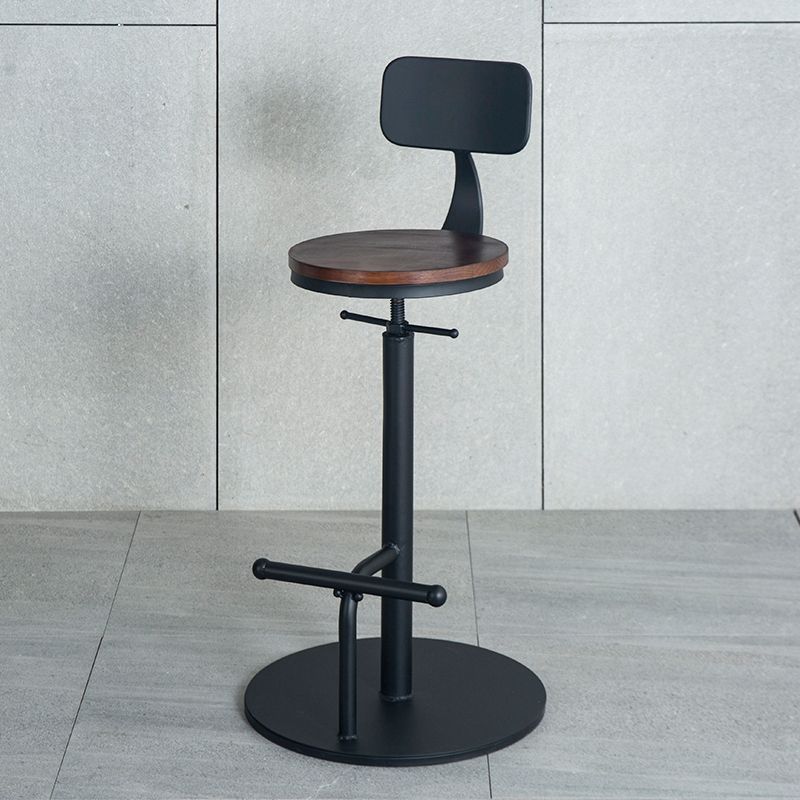 Metal Adjustable Height Bar Stool Industrial Armless Bar Stool with Footrest