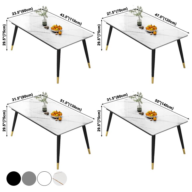 Industrial Style Home Sintered Stone Dining Table Rectangle Table with 4 Legs Carbon Steel Base