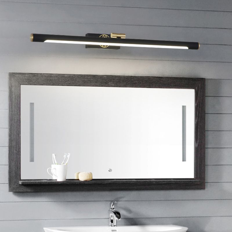 Metal Linear Shade Wall Sconce Modern Style 1- Light Mirror Wall Mount Lighting