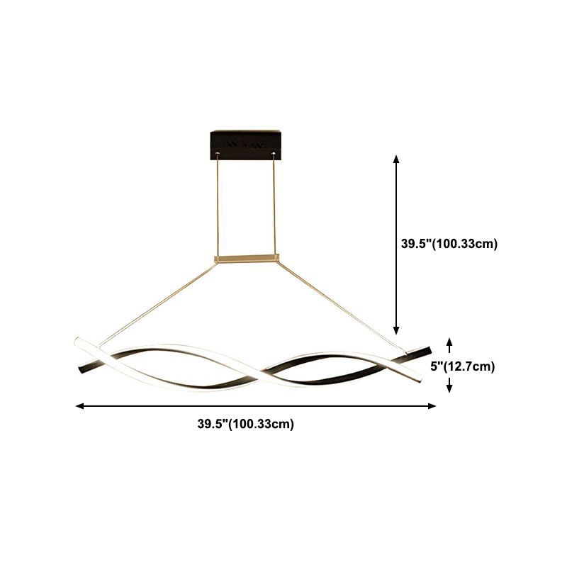Metal Linear Shape Chandelier Light Modern 2 Lights Chandelier Light Fixture in Black