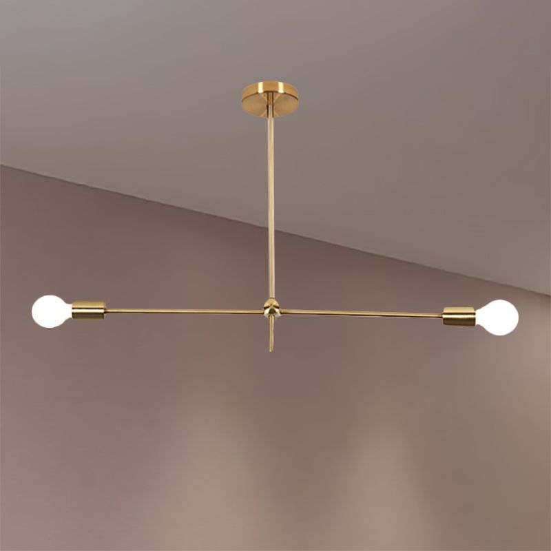Mid -secolo Exposed Bulb lampadario Light Metal 2/4/6 Luci soggiorno Lampada sospesa in oro