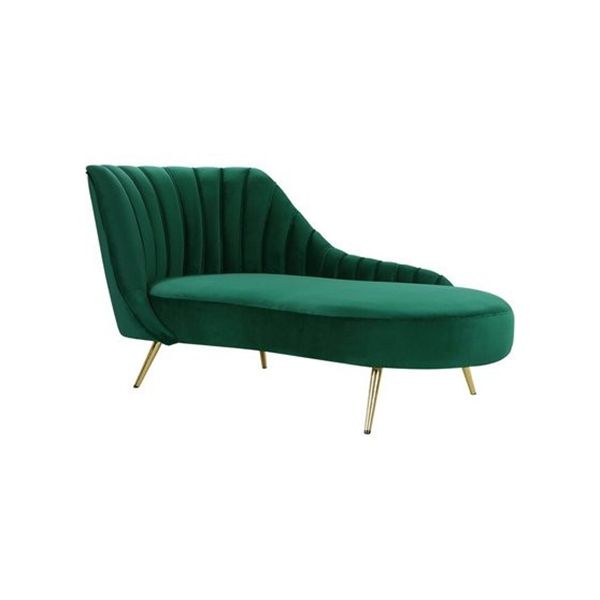 Glam Tufted Velvet Chaise Lounge with Reclining Channel Stitch Chaise for Living Room