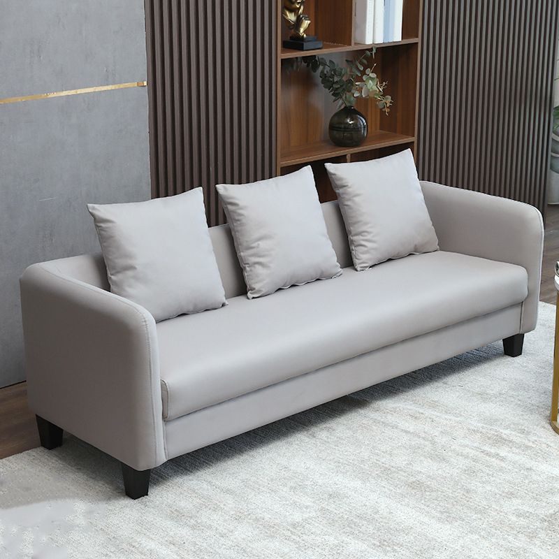 Scandinavian 3-seater Faux Leather Sofa Pillow Back Couch with Tuxedo Arm