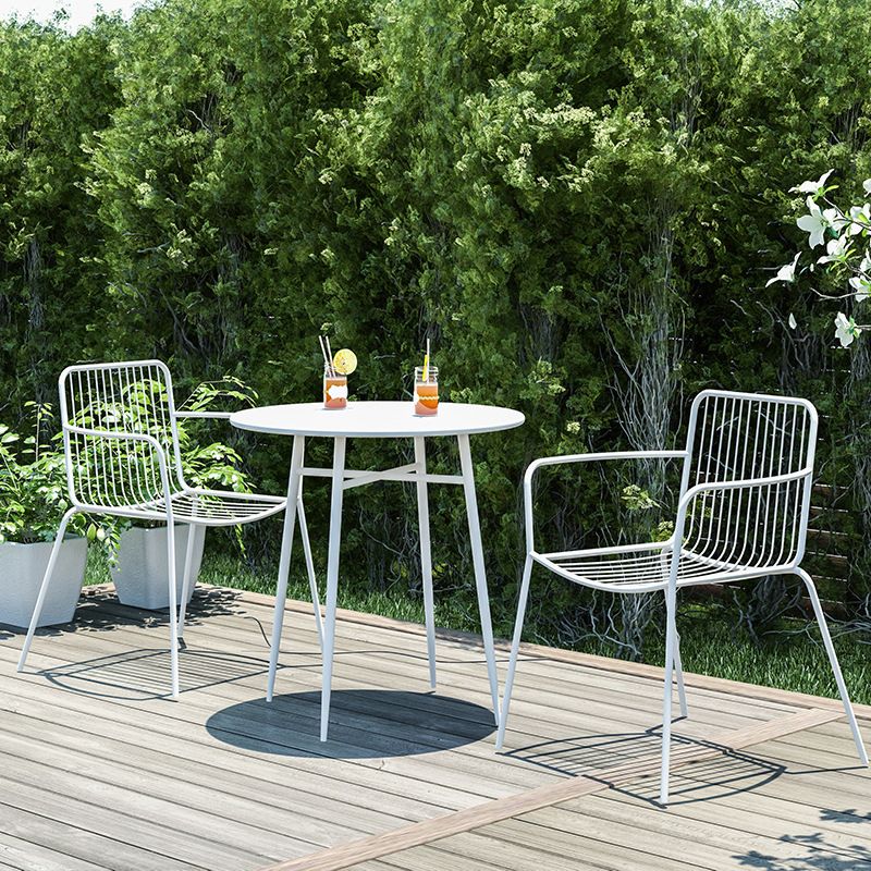 Modern Metallic Finish Dining Table Set 1/3/5 Pcs Metal Dining Set