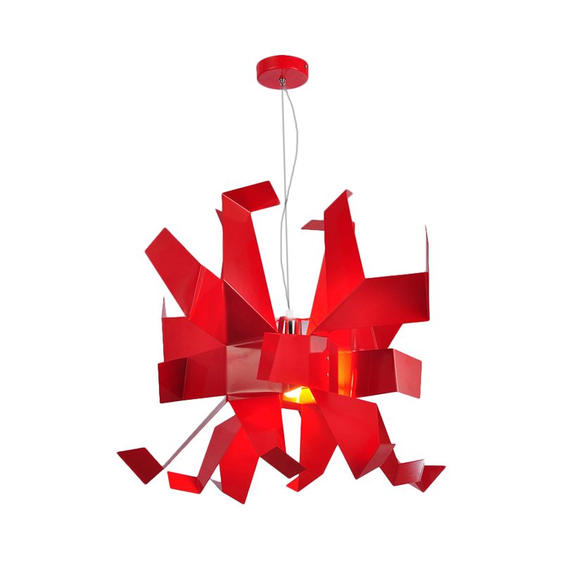 Metal Abstract Hanging Lighting Contemporary 1 Bulb Red Finish Ceiling Pendant Lamp