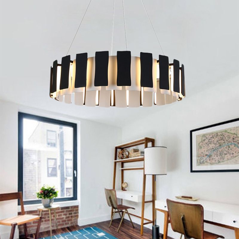 Circular Bernero Candelier Luz Luz Led Metal LED contemporáneo Kit de luz colgante en negro