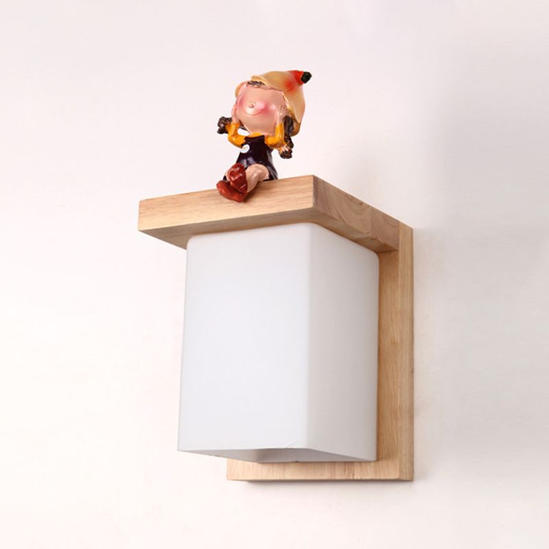 Modern Wooden Wall Light Fixture with 1 Light for Bedroom Living Room