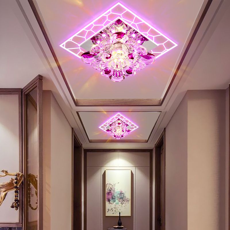 Modern Style LED Crystal Ceiling Light Mini Hallway Corridors Ceiling Light with Hole 2-4.3'' Dia