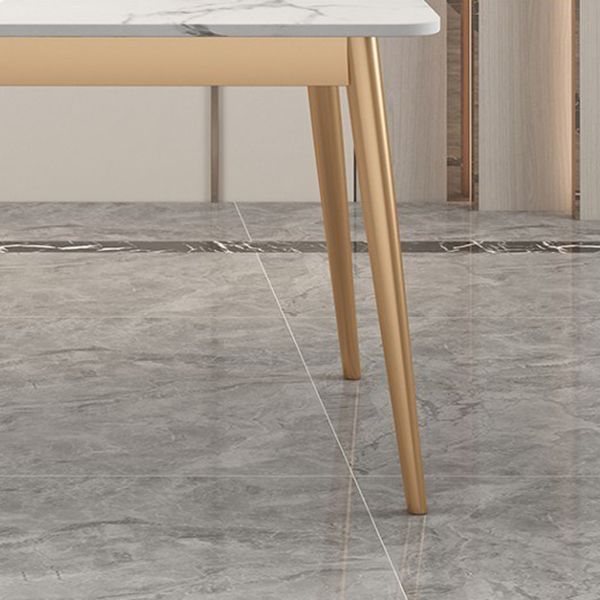 Traditional Luxury Dining Table White Top Rectangle 4 Legs Table for Home