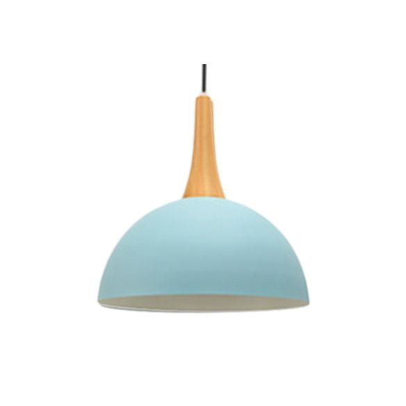Bowl Shade Living Room Hanging Lamp Aluminum Single Bulb Macaron Dark Blue/Light Blue/Pink Pendant Lighting