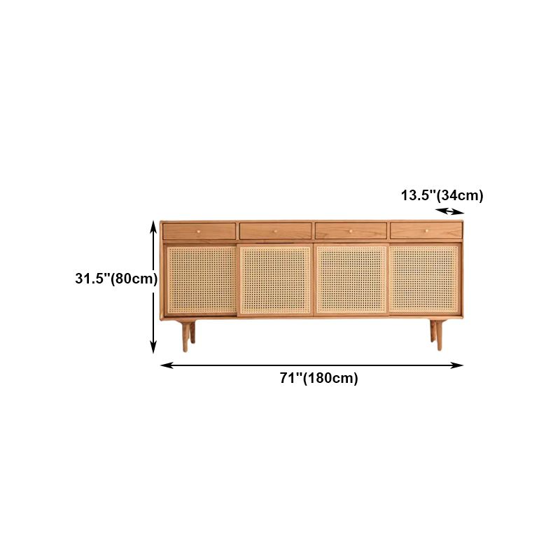 Rattan Doors Cupboard Glam Style Wood Kitchen Sideboard for Dining Room
