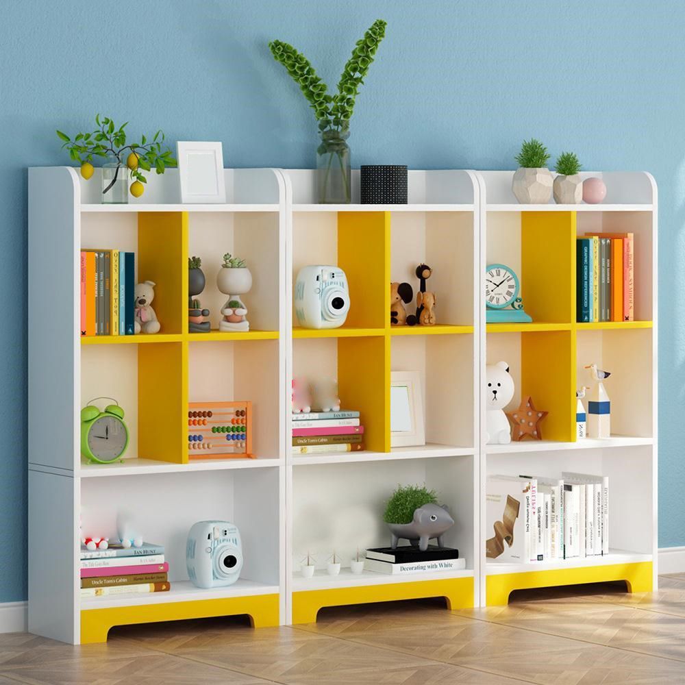 Vertical Wooden Bookcase White Closed Storage Bookshelf for Home Office