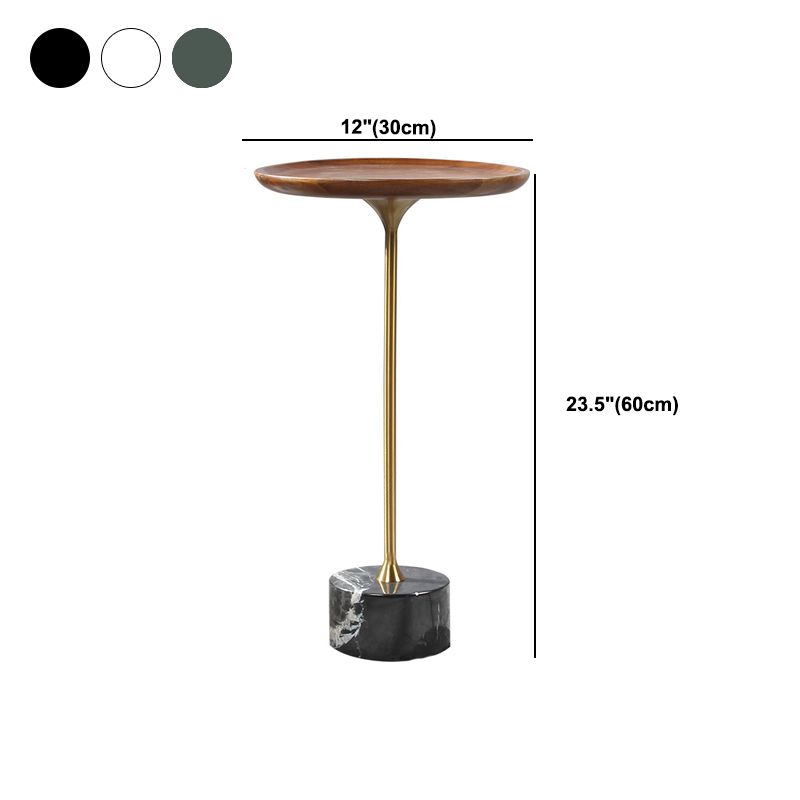 Pedestal Design Cocktail Table Brown Wood Top Marble Pedestal Coffee Table
