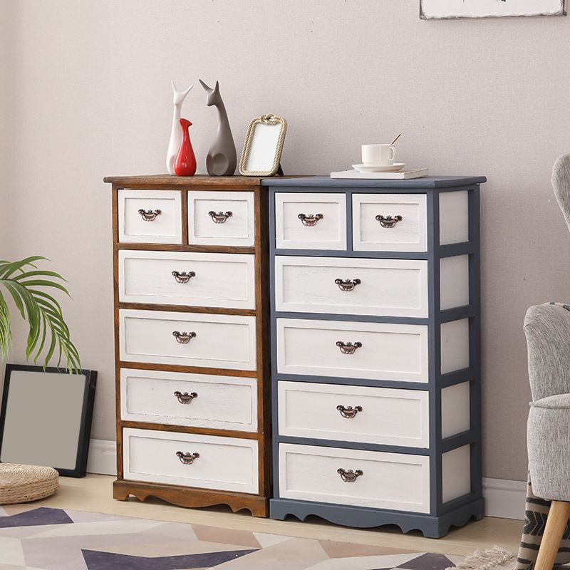 Nautical Bedroom Vertical Storage Chest Wooden Chest with Drawers