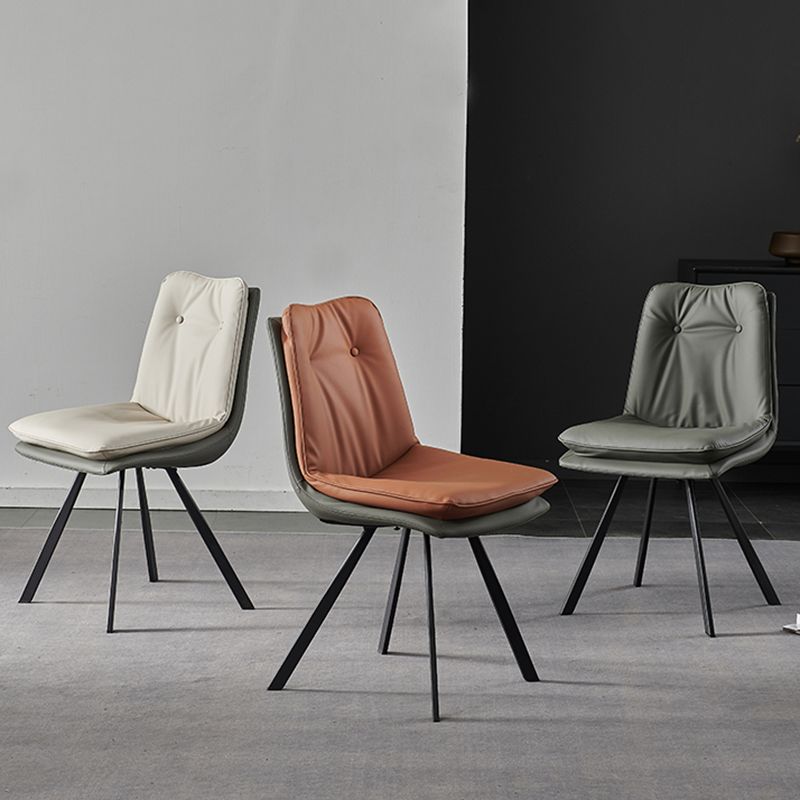 Home Faux Leather Side Chair Armless Dining Chairs in Black Legs