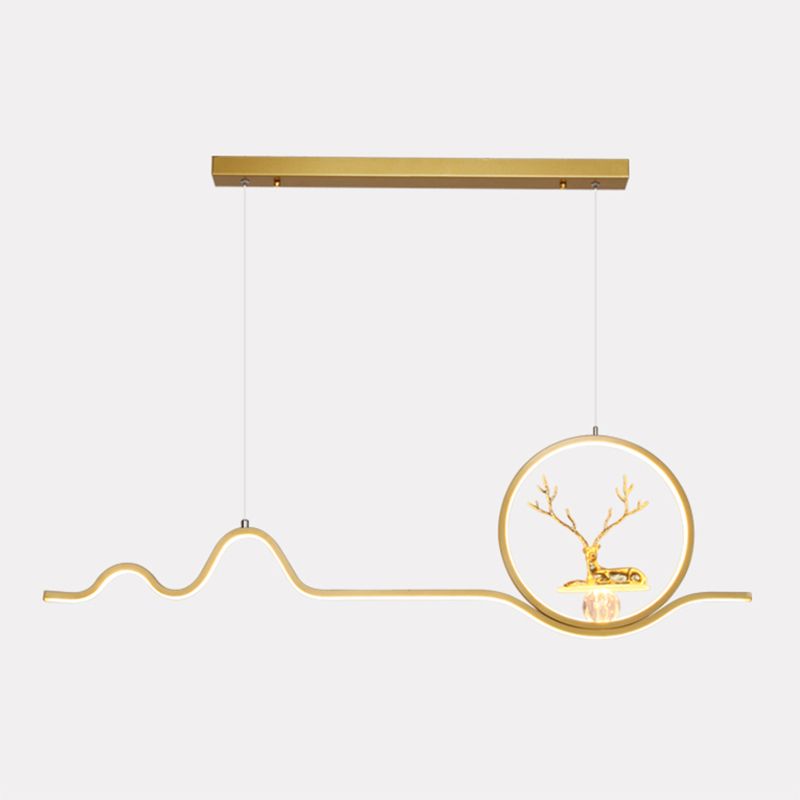 Luces de la isla de forma lineal Modern de metal de estilo de metal de 2 luces de iluminación de 2 luces