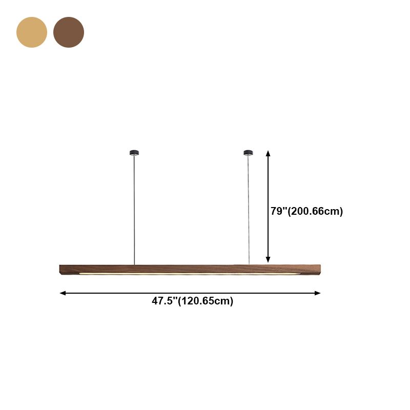 Modern Wood Island Lamp Linear 1-Light Restaurant LED Pendant Light with Acrylic Shade